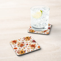 Padrão Floral Outono Vintage com Girassóis