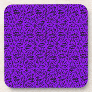 Porta-copo Padrão Floral Preto e Roxo Giratório