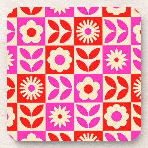 Porta-copo Padrão Floral Retroativo Vibrante