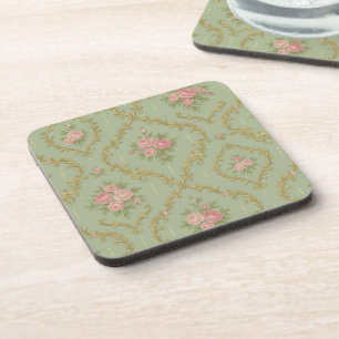 Porta-copo Padrão Floral Rococó Elegante em Pastéis Suaves