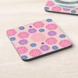 Porta-copo Padrão Floral Rosa Roxo e Azul Decorativo