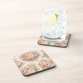 Porta-copo Padrão Floral Rosa Vintage | Pastel Elegante
