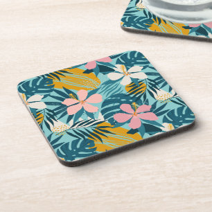 Porta-copo Padrão Floral Tropical de Hibiscus