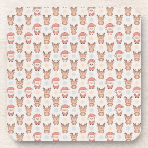 Porta-copo Padrão Fofo de Papai Noel e Rena