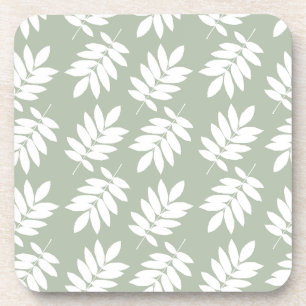 Porta-copo Padrão Folha de Idoso Branco no Verde