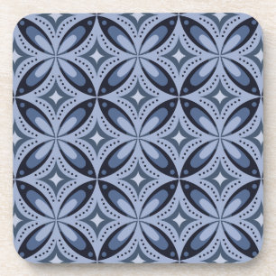 Porta-copo Padrão Geométrico Azul Estilo Retro