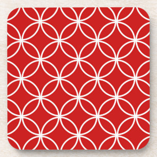 Porta-copo Padrão Geométrico de Círculos Sobrepostos Vermelho