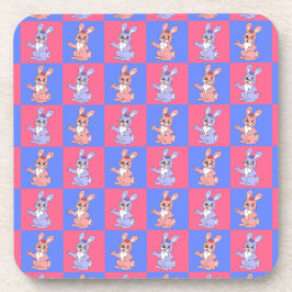 Porta-copo Padrão Geométrico de Coelho Azul Cor-de-Rosa