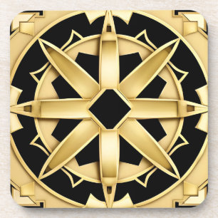 Porta-copo Padrão Geométrico Dourado Art Déco