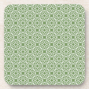 Porta-copo Padrão Geométrico Sem Costura Verde Sage Branco