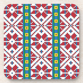 Porta-copo Padrão geométrico tribal vermelho, azul e estrela