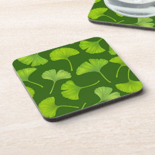 Porta-copo Padrão Ginkgo em verde escuro