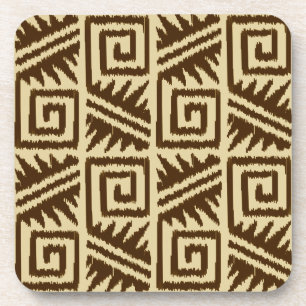 Porta-copo Padrão Ikat Aztec - Castanho Escuro e Tan