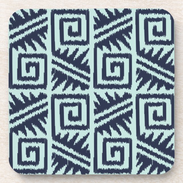 Porta-copo Padrão Ikat Aztec - Indigo e Azul Claro (Frente)