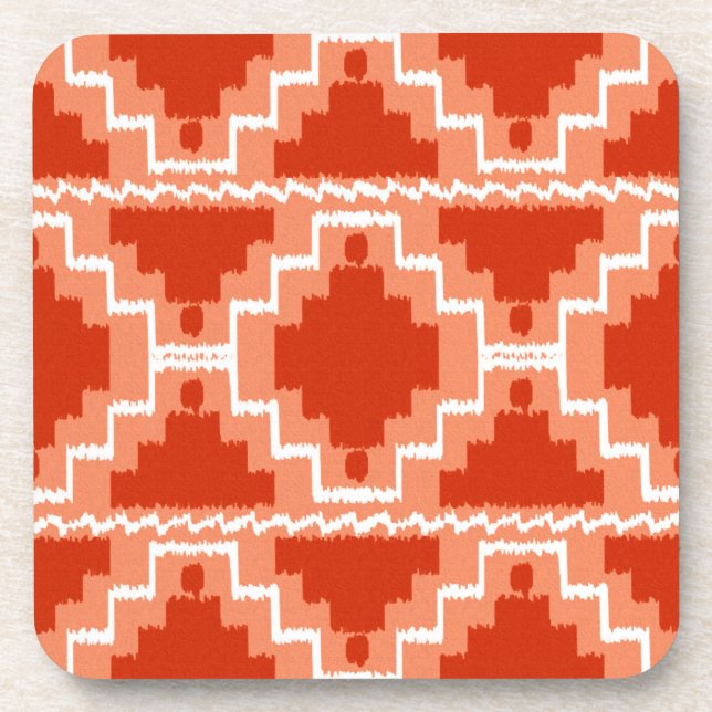 Porta-copo Padrão Ikat Aztec - Rusta, Laranja e branco (Frente)