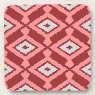 Porta-copo Padrão Ikat - Borgonha, Cinza e coral