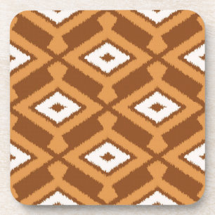 Porta-copo Padrão Ikat - Castanho, ferrugem e creme