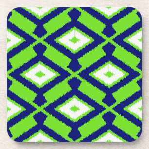 Porta-copo Padrão Ikat - Verde, Azul Indigo e Branco