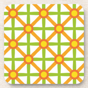 Porta-copo Padrão laranja verde e amarelo inspirado no retro