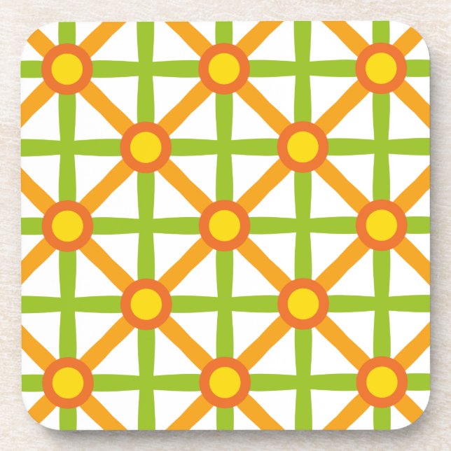 Porta-copo Padrão Laranja Verde e Amarelo Retroinspirado (Frente)