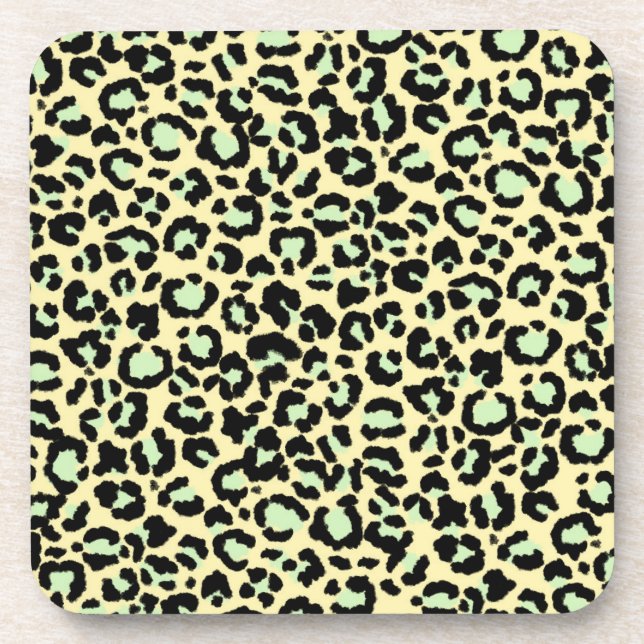 Porta-copo Padrão-leopardo em Mint Green em aveia (Frente)