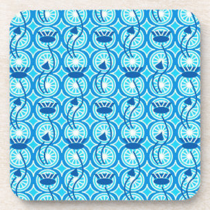 Porta-copo Padrão lotus egípcio, cobalto e turquesa