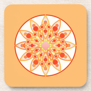 Porta-copo Padrão Mandala em Coral, Laranja e Dourado