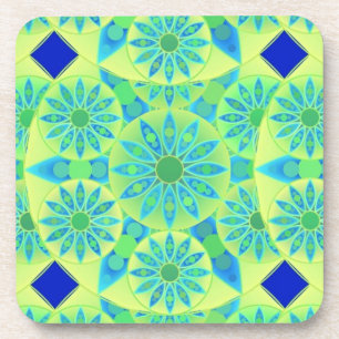 Porta-copo Padrão Mandala, turquesa, azul, verde limão