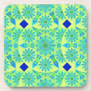 Porta-copo Padrão Mandala, turquesa, azul, verde limão