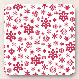 Porta-copo Padrão moderno de flocos de neve vermelho e branco