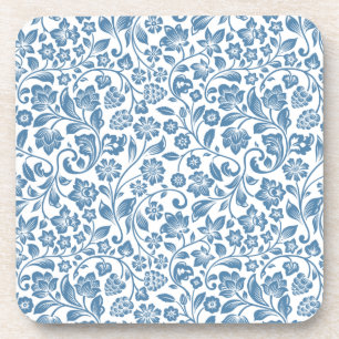 Porta-copo Padrão ornamentado das Vinhas Florais Azuis e Bran