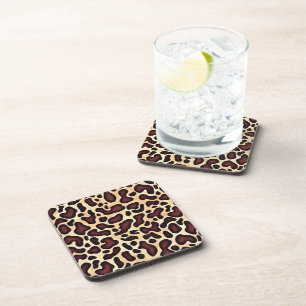 Porta-copo Padrão Ousado de Estampa de Leopardo Marrom Preto