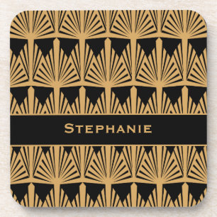 Porta-copo Padrão personalizado de Deco de Arte Dourada e Neg