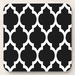 Porta-copo Padrão Preto de Quatrefoil Marroquino Branco #4