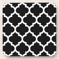 Padrão Preto de Quatrefoil Marroquino Branco #5