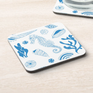 Porta-copo Padrão sem costura com conchas marinhas