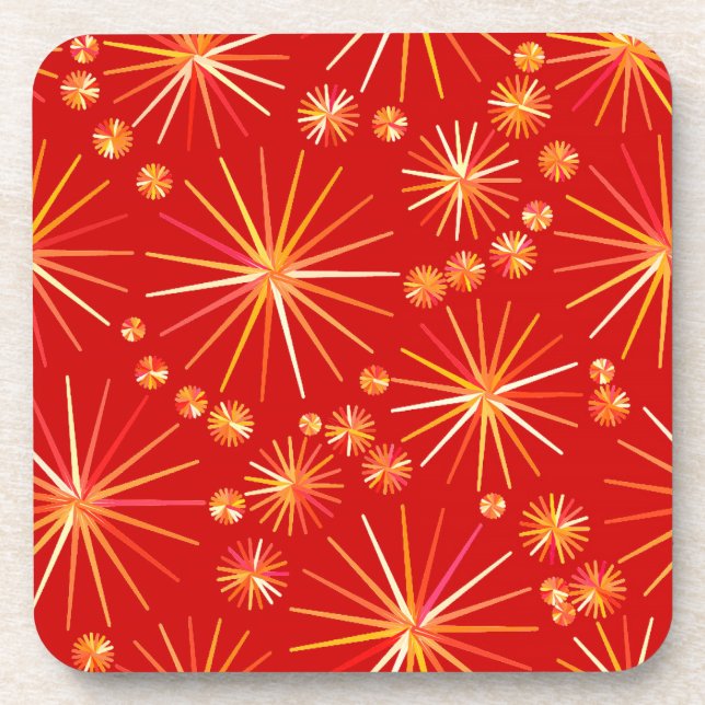 Porta-copo Padrão Sputnik do meio século, Vermelho Profundo (Frente)