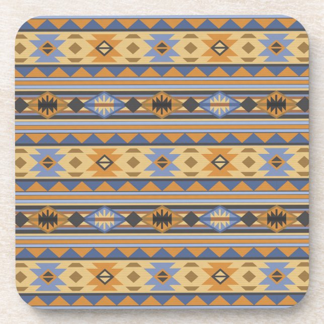 Porta-copo Padrão Tribal da Cinza Azul Dourada do Sudoeste (Frente)