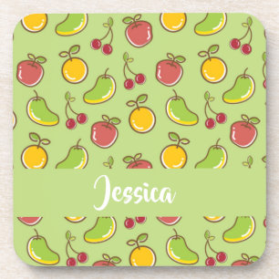 Porta-copo Padrão verde de frutas de verão frescas