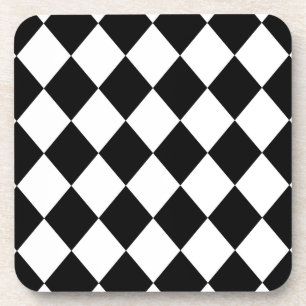 Porta-copo Padrão Verificado de Diamante Preto e Branco