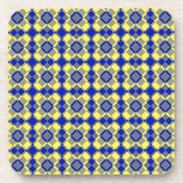 Porta-copo Padrão Xadrez Argyle Azul Amarelo