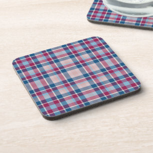 Porta-copo Padrão Xadrez Azul Vermelho Clássico
