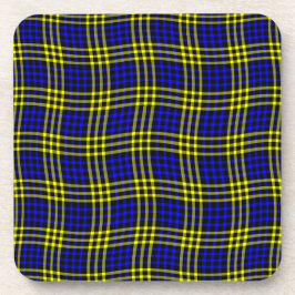 Porta-copo Padrão xadrez quadriculado azul amarelo contínuo