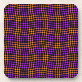 Porta-copo Padrão xadrezinho de xadrez laranja roxo contínuo