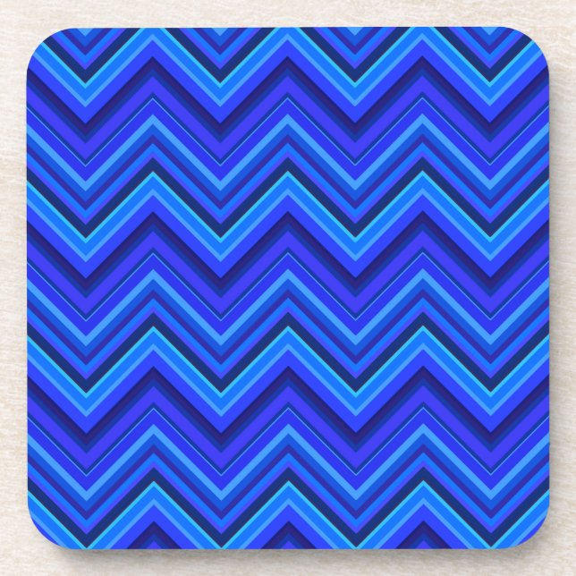 Porta-copo Padrão zigzag de faixas azuis (Frente)