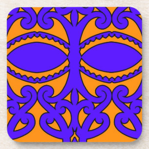 Porta-copo Padrões azuis e alaranjados coloridos do tatuagem