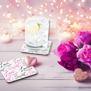 Porta-copo Padrões Básicos de Amor Preto e Rosa e Doce