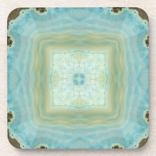 Porta-copo Padrões de creme azuis do cristal de pedra (Frente)