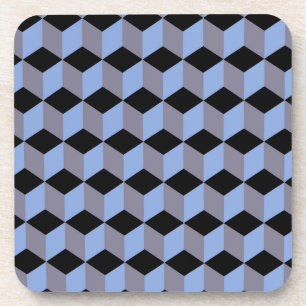 Porta-copo Padrões de Cubo Isométrico Preto Azul e Heather