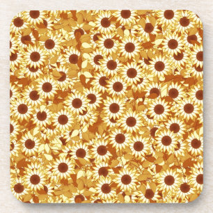 Porta-copo Padrões de girassol, tons de ouro, amarelo e vass